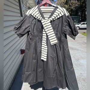 Brand New with tag! Black Dress with Striped Scarf